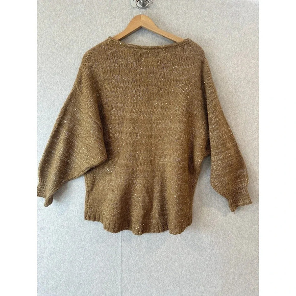 Sanctuary Clothing Sweater XS Brown Shimmery Sequins Oversized Warm Knit M0743 - Picture 7 of 11
